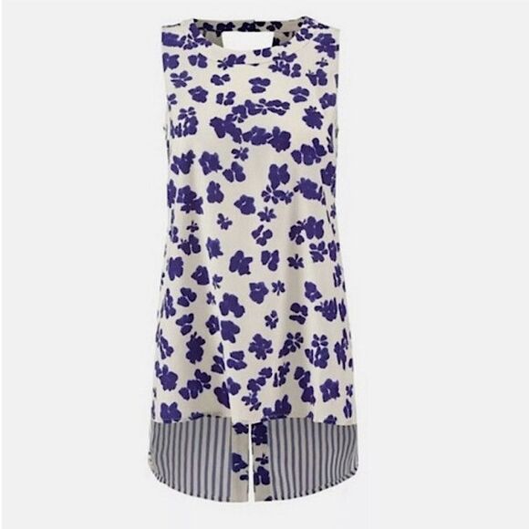 CAbi Bonita Floral Stripes Hi Lo Tunic Tank Top Size Small - Picture 2 of 10